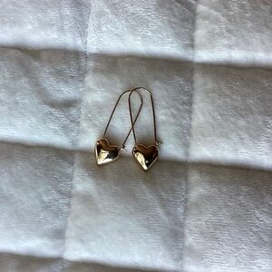 Gold heart paperclip earrings with tiny crystal